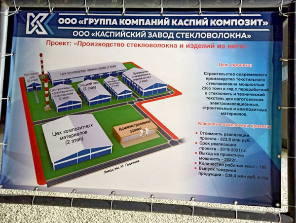 ГК «Каспий Композит» планирует открыть завод текстильного волокна на территории ТОСЭР «Каспийск»